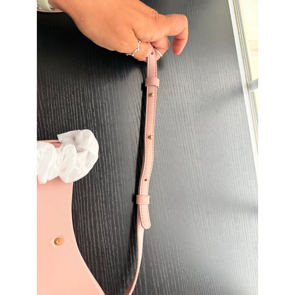 Samara Pink Vegan Leather Crossbody Bag Minimalist Bucket Purse Adjustable Strap - Picture 7 of 11
